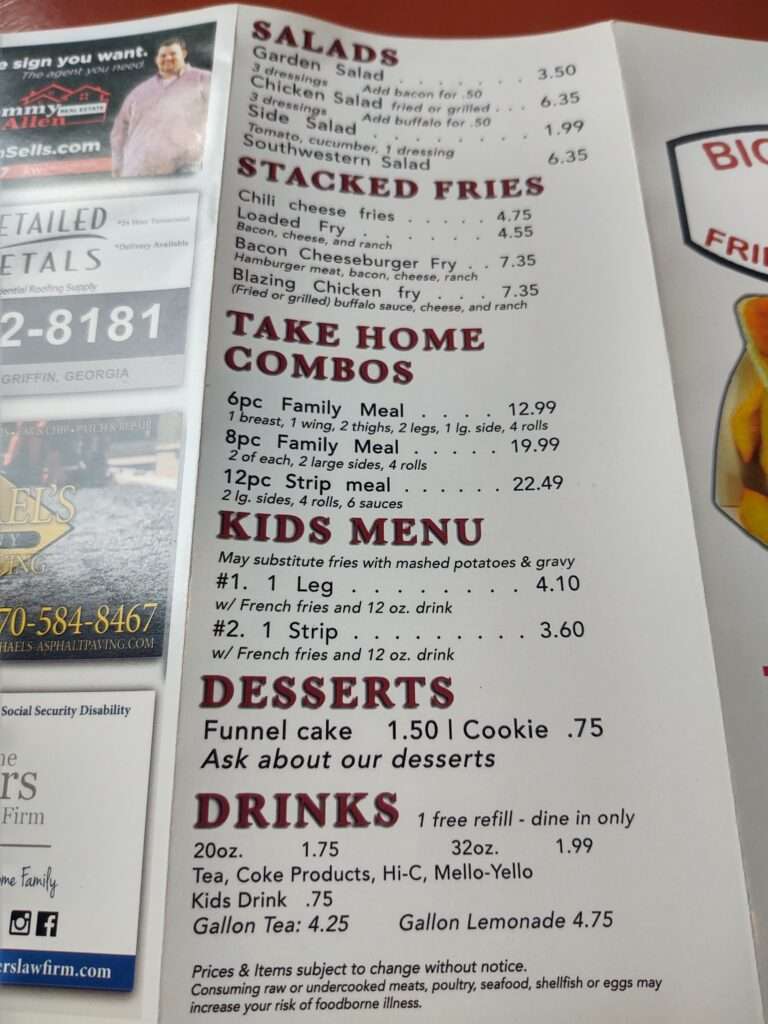 Big Chic of Zebulon Menu